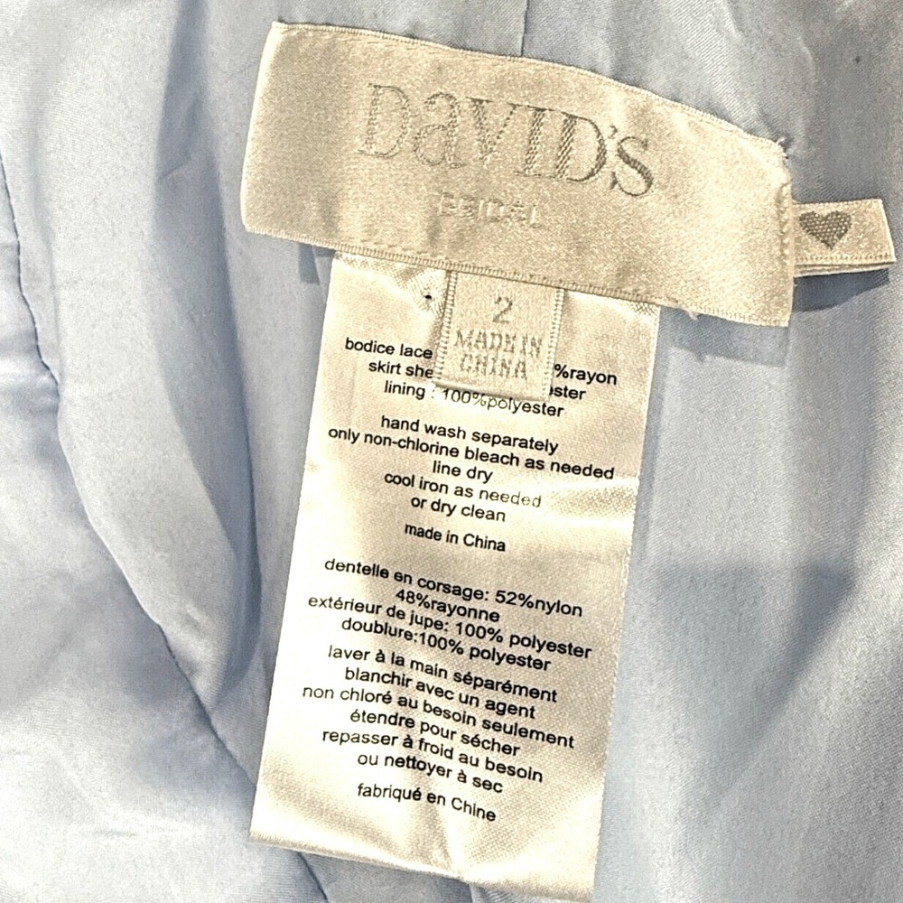 Davids Bridal Blue Lace Formal Dress Size 2 Chiffon Bridesmaid Evening Gown New - Picture 4 of 12